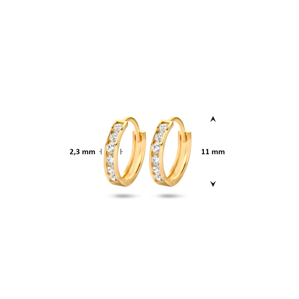Klappcreolen Zirkonia 11 mm 14K Gelbgold
