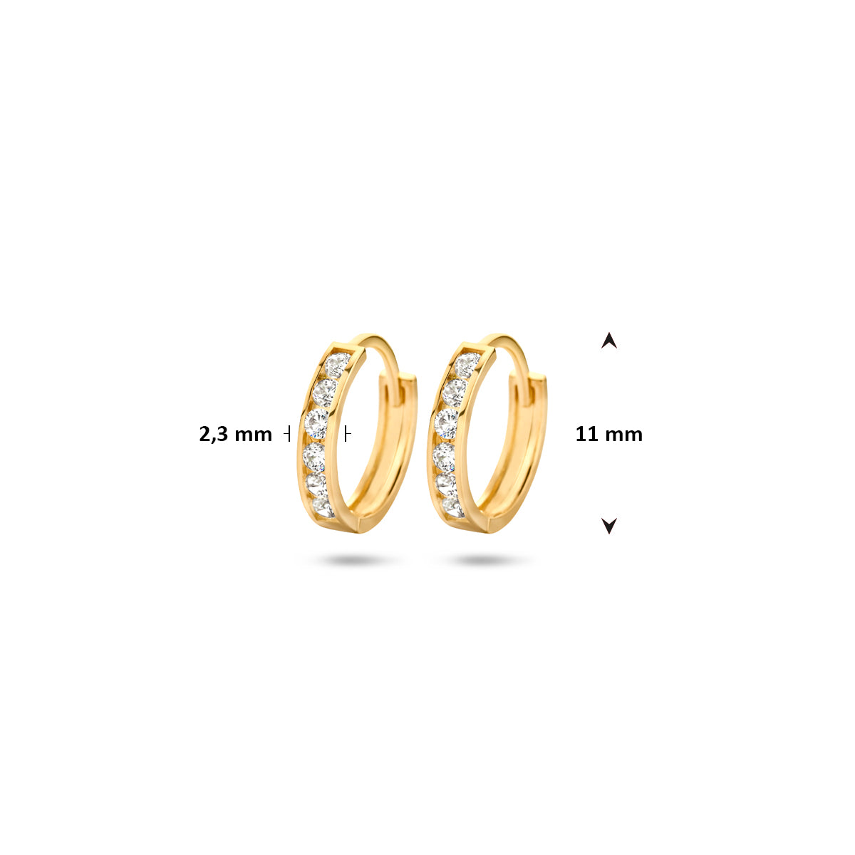 Klappcreolen Zirkonia 11 mm 14K Gelbgold