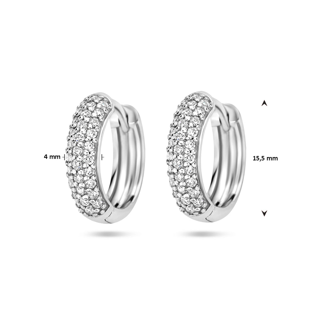 Klappcreolen Zirkonia 15,5 mm Silber rhodiniert