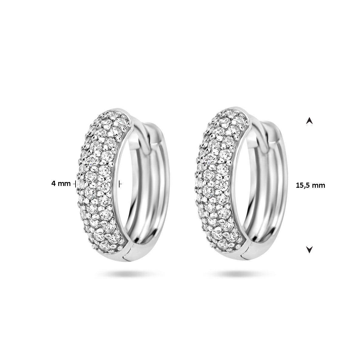 Klappcreolen Zirkonia 15,5 mm Silber rhodiniert