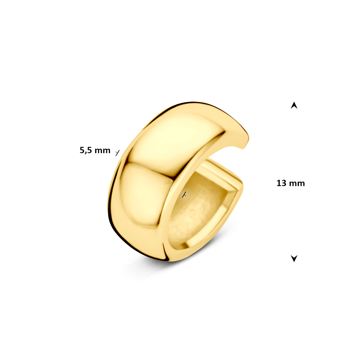 ear cuff 13 mm 1 micron zilver verguld (geel)