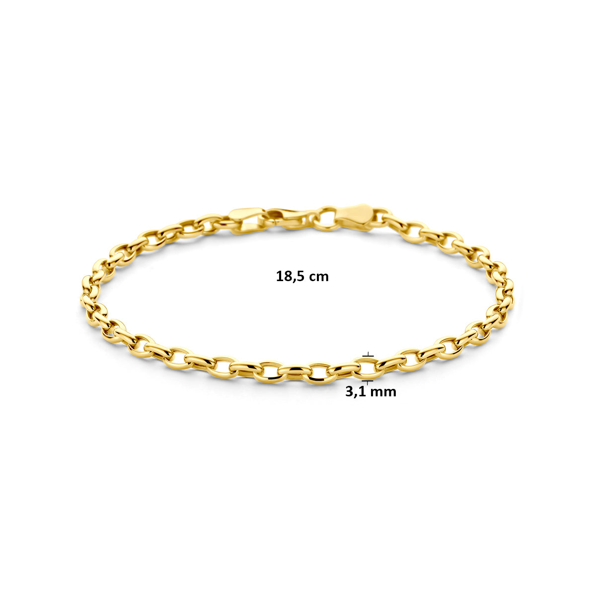 9 Karat Ankerkette 3,1 mm 18,5 cm 9K Gelb