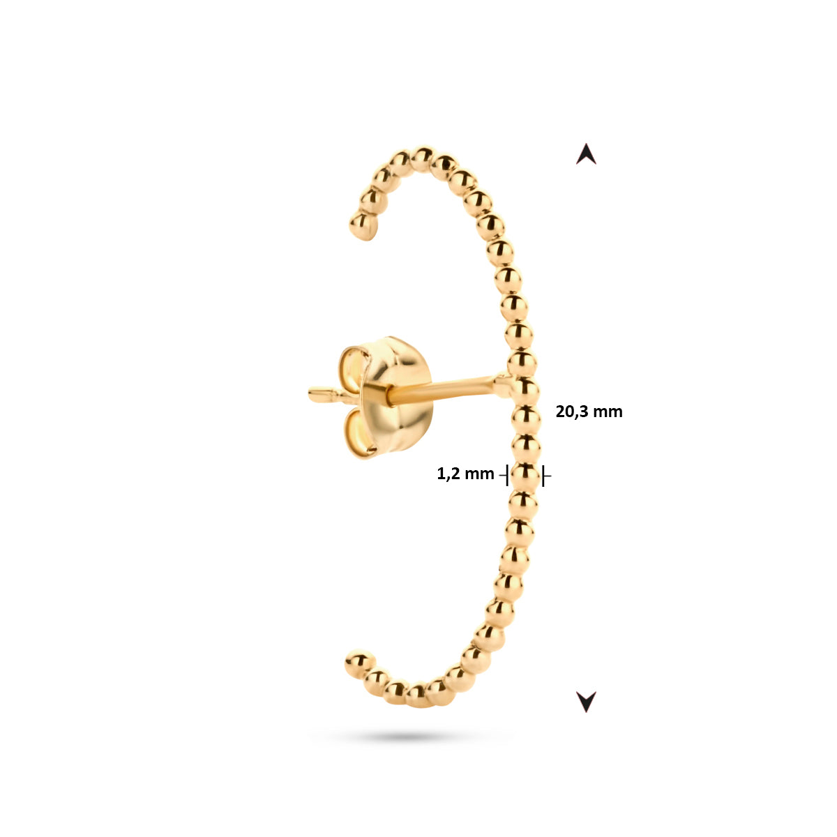 suspender oorbel bolletjes 20,5 mm 14K geelgoud