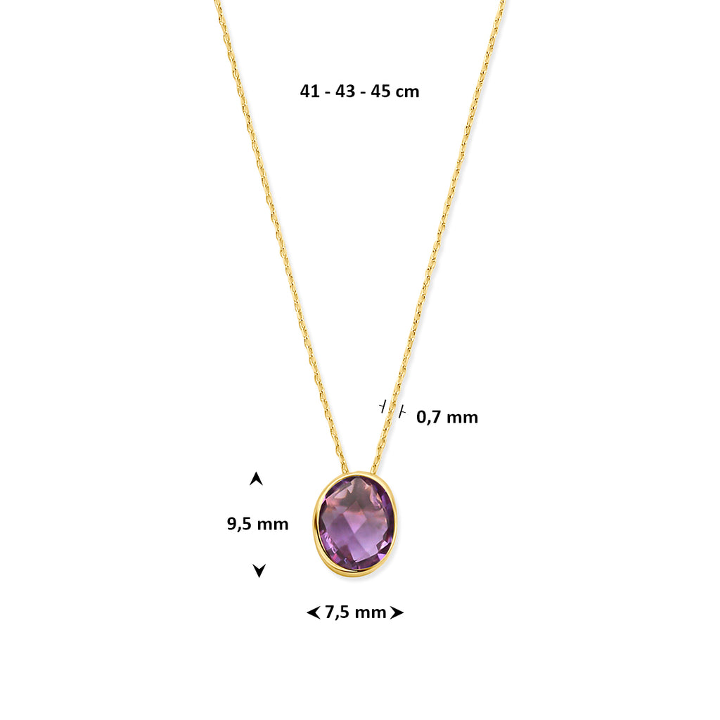 collier amethist 41 - 43 - 45 cm 14K geelgoud