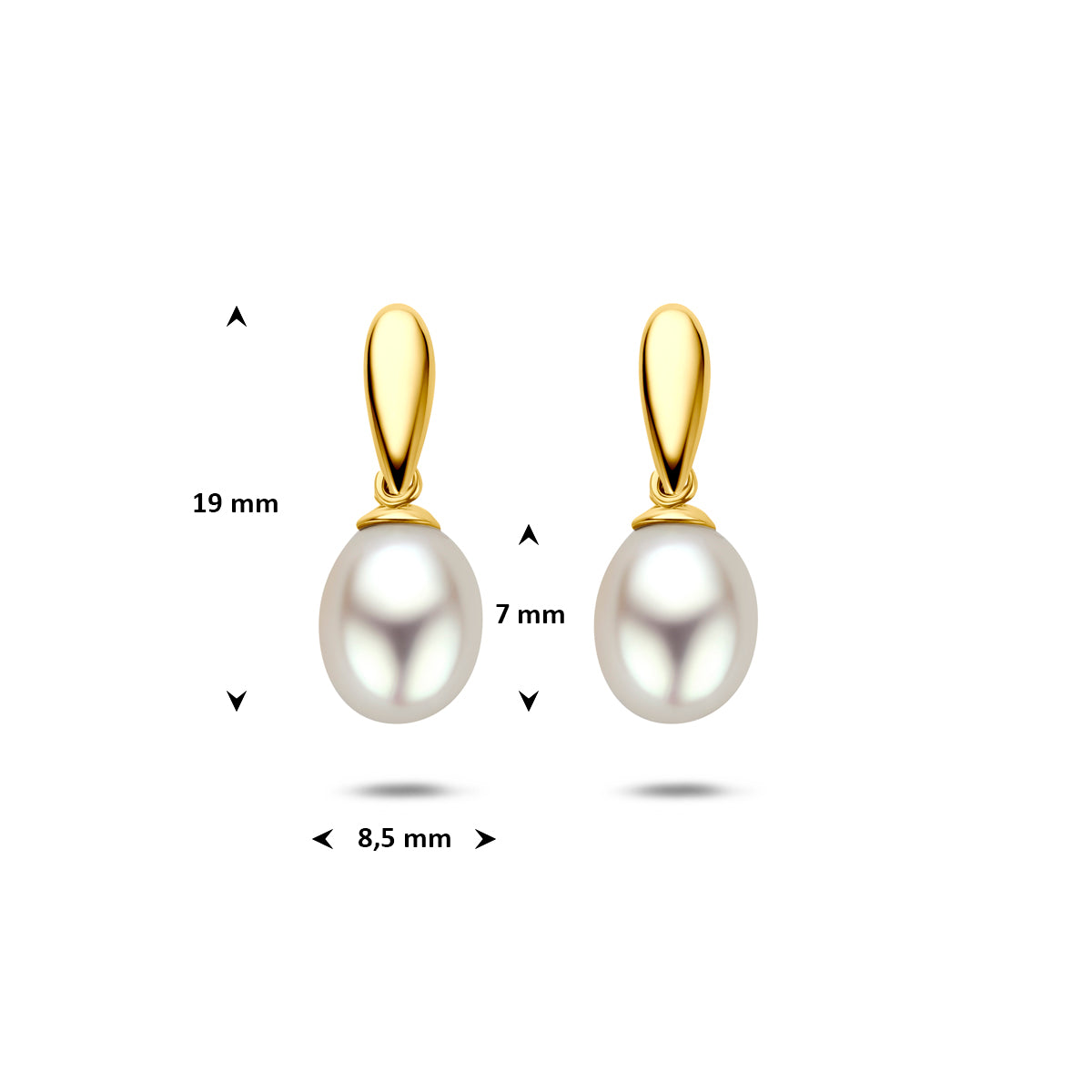9k oorhangers parel 19 mm 9K geel