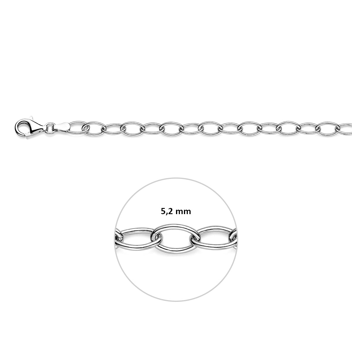 Ankerkette 5,2 mm Silber rhodiniert