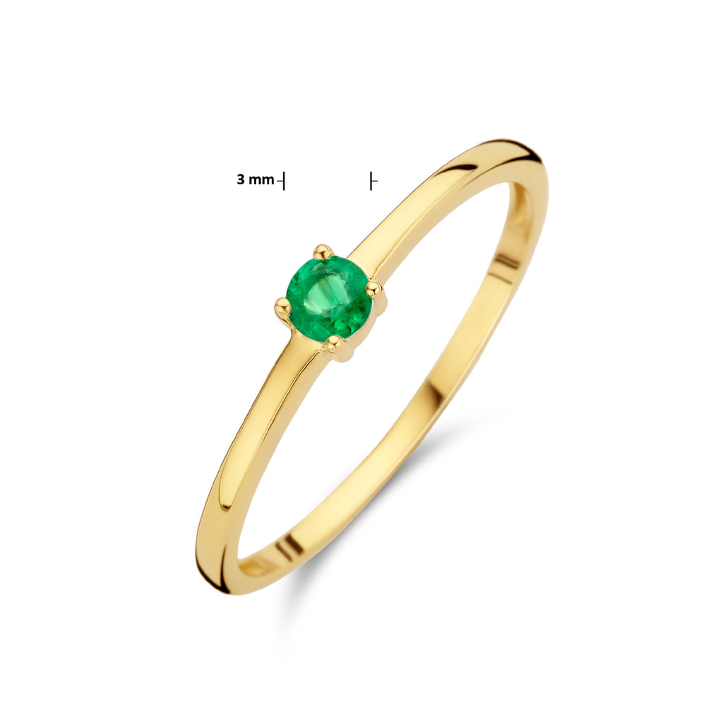 ring met geboortesteen smaragd mei 14K geelgoud