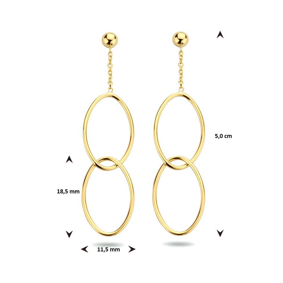 oorhangers ovaal 14K geelgoud - ovaal