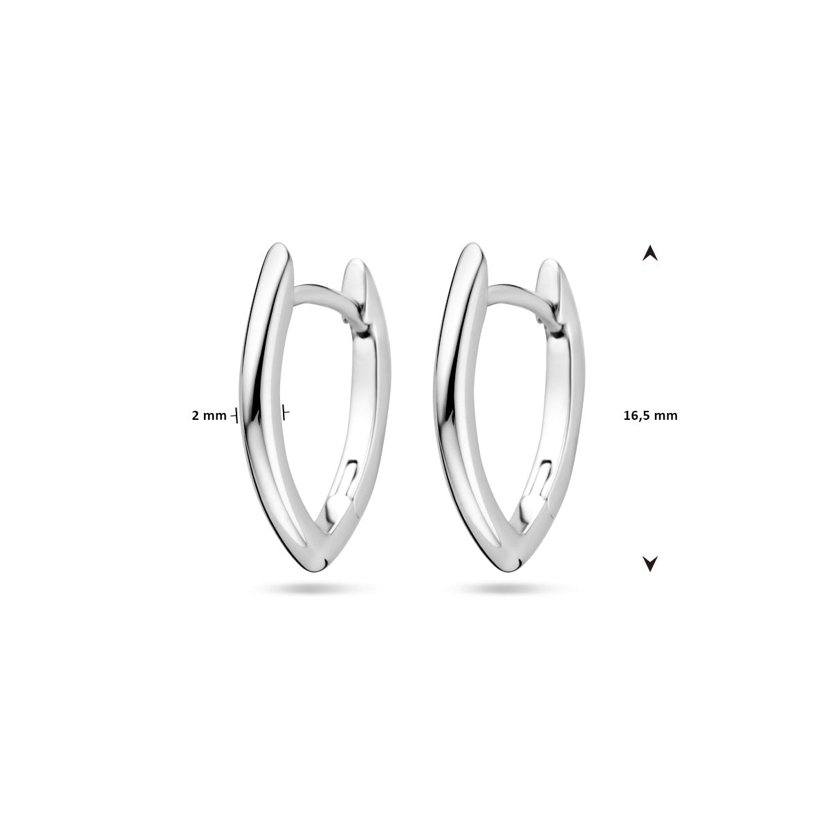 klapoorringen 2,0 mm zilver gerhodineerd