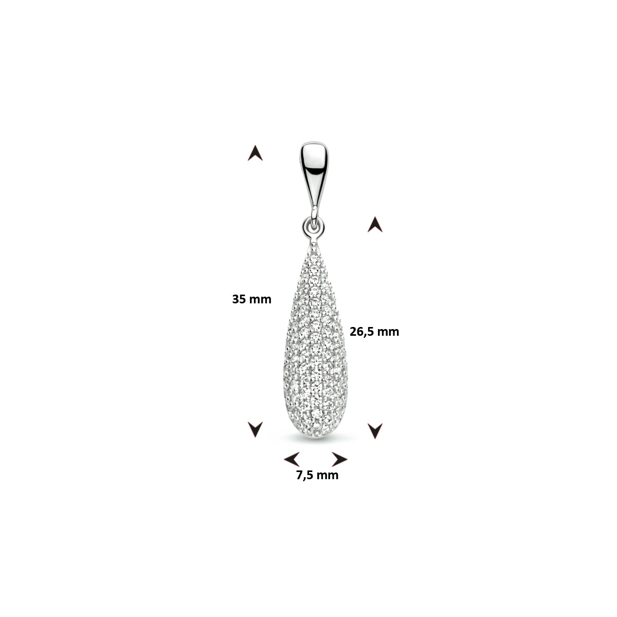 hanger zirkonia zilver gerhodineerd