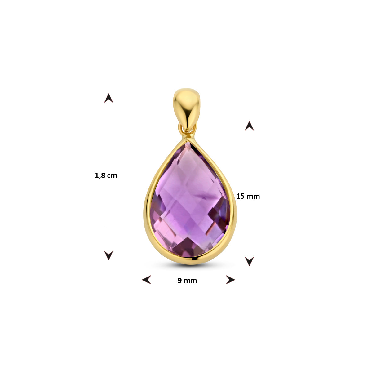 hanger amethist 14K geelgoud