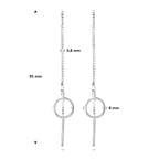 doortrekoorbellen ringetjes 95 mm zilver gerhodineerd - rondje,bolletje,ringetje,draad