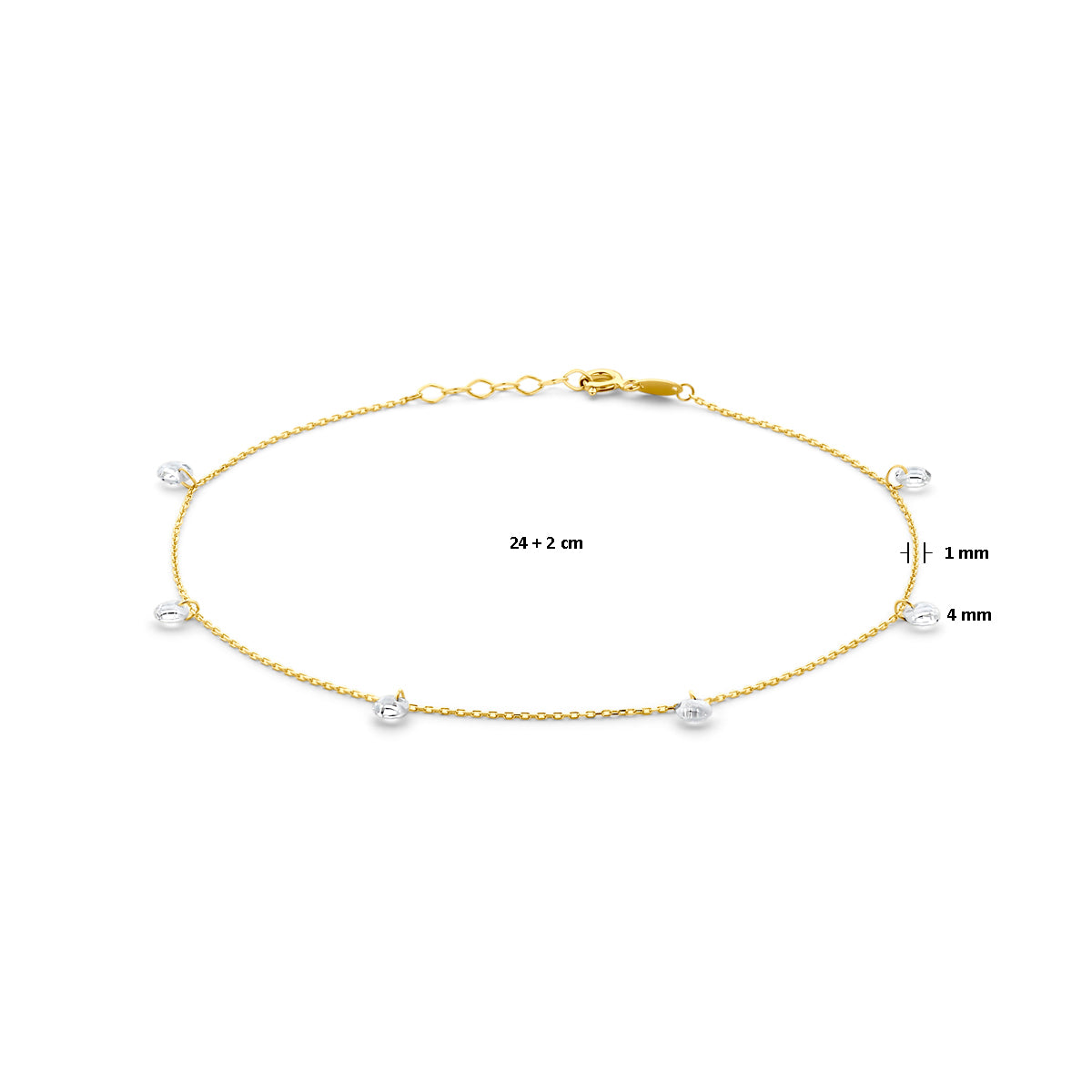 Fußkettchen Zirkonia 24 + 2 cm 14K Gelbgold