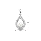 Anhänger Perle und Zirkonia 26 mm Silber rhodiniert