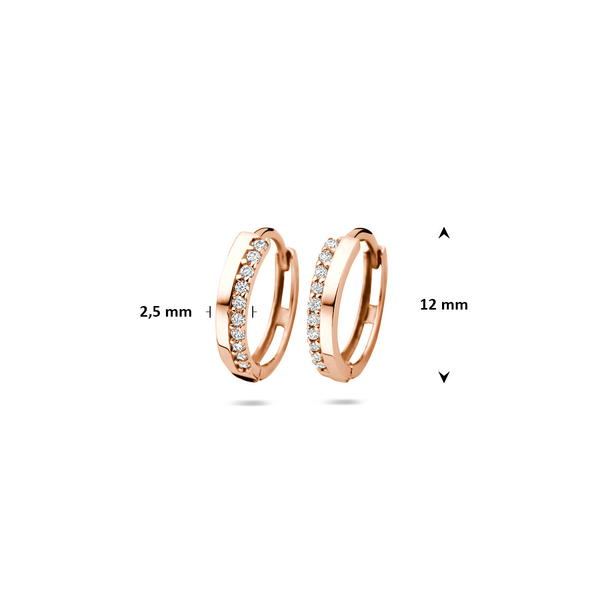 Klappcreolen Zirkonia 14K Roségold