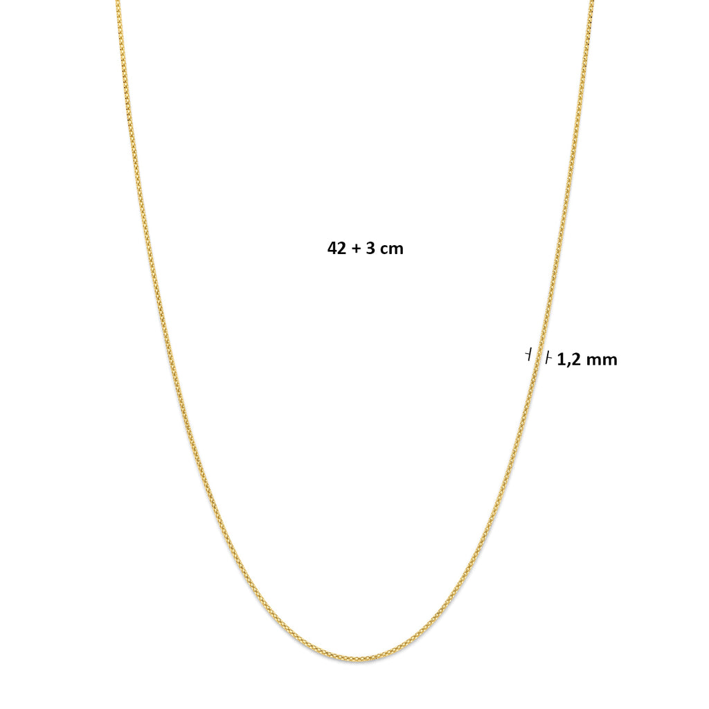 collier 1,2 mm 42 + 3 cm 14K geelgoud