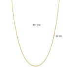 collier 1,2 mm 42 + 3 cm 14K geelgoud