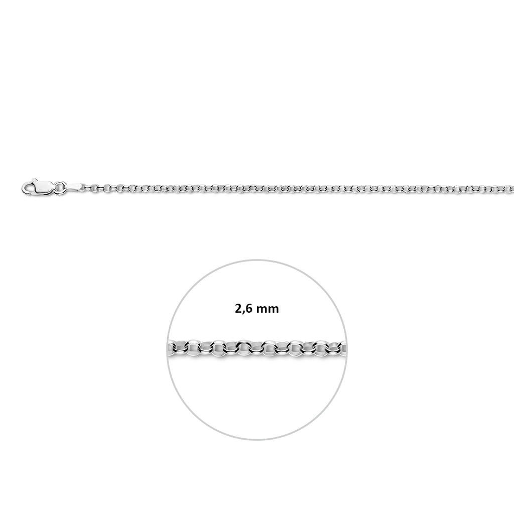 Jasseronkette 2,6 mm rhodiniert