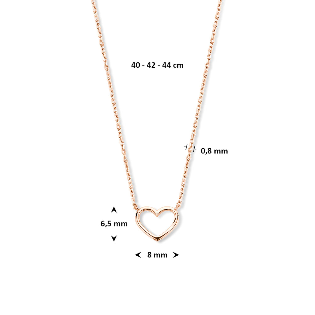 Halskette Herz 40 - 42 - 44 cm 14K Roségold