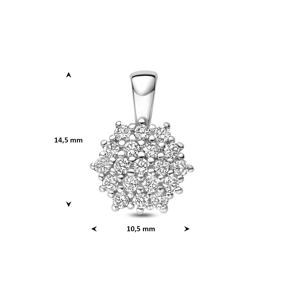 hanger zirkonia 10,5 mm zilver gerhodineerd