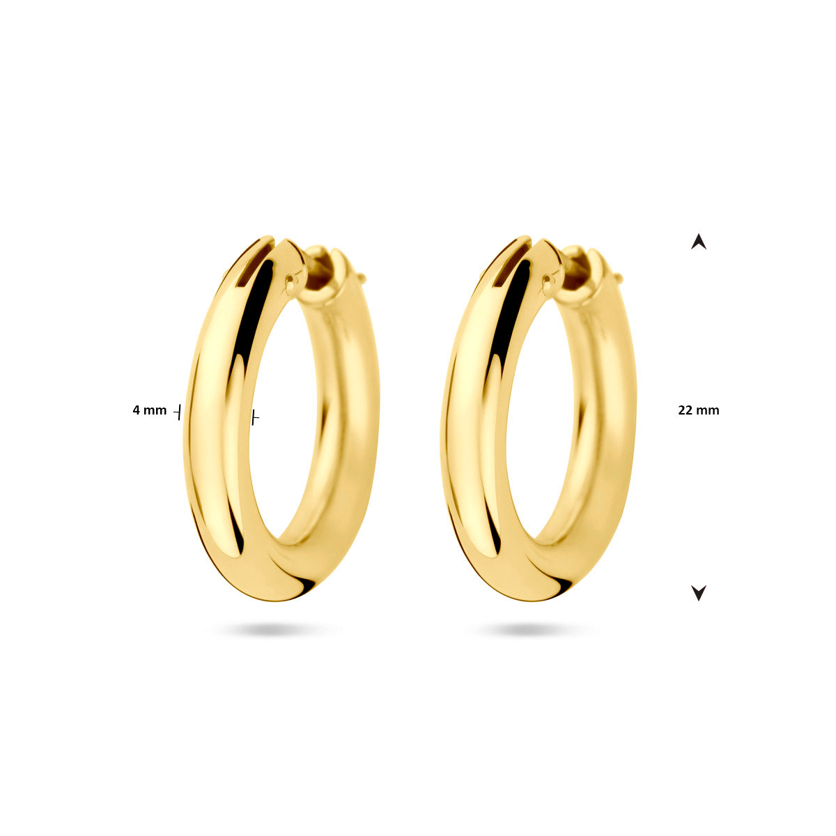 oorringen 4 mm buis 14K geelgoud