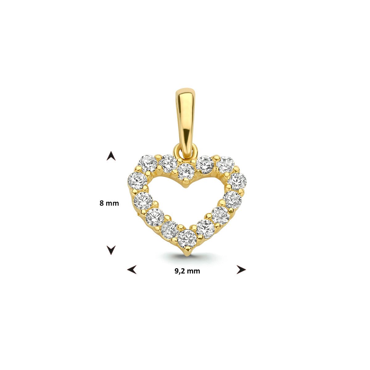 9k Anhänger Herz Zirkonia 8 mm 9K Gelb