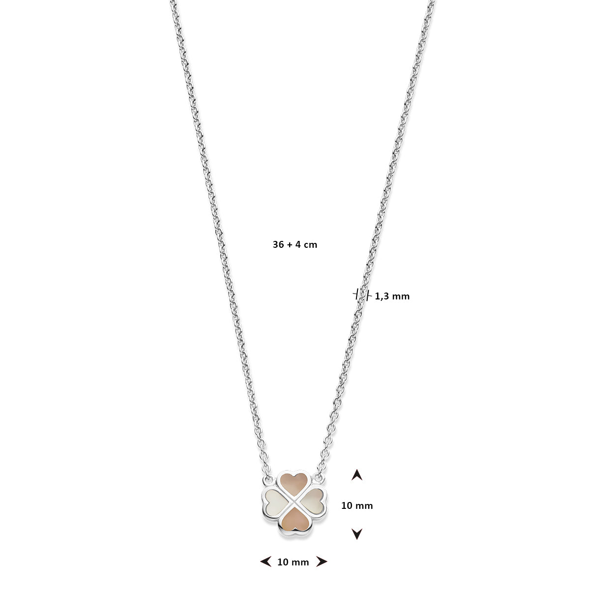 Halskette Kleeblatt Perlmutt 36 + 4 cm Silber rhodiniert