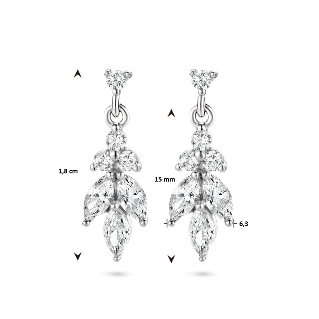 oorhangers zirkonia 18 mm zilver gerhodineerd