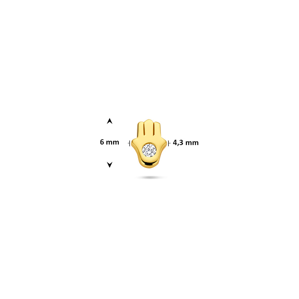 Flat Back Piercing Hand der Fatima Zirkonia 6 mm 1 Mikron Silber vergoldet (Gelb)