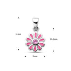 Anhänger Emaille Blume rosa Zirkonia 16 mm Silber rhodiniert