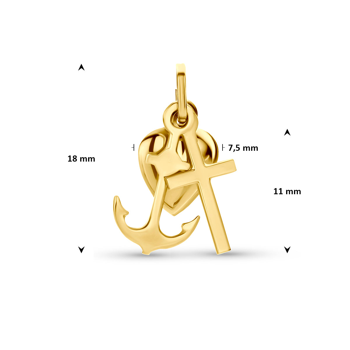 Anhänger Glaube, Hoffnung und Liebe 14K Gelbgold