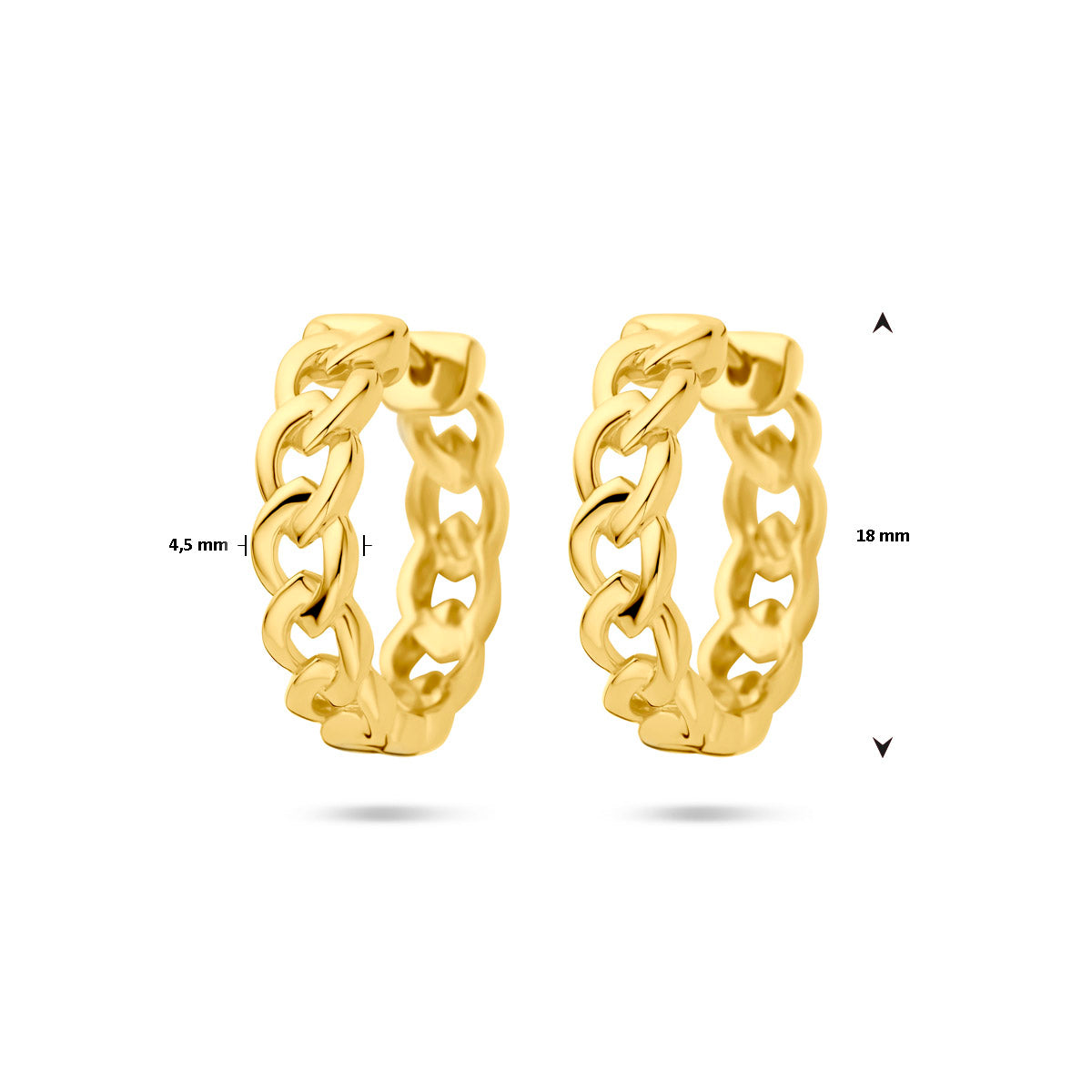 Klappcreolen Glieder-Design 18 mm 1 Mikron versilbert (gelb)