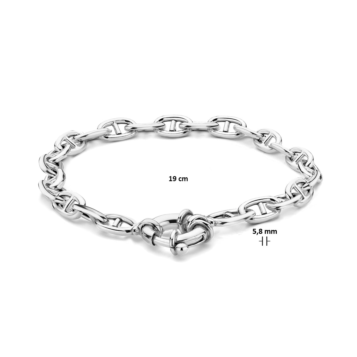 Armband Marine 5,8 mm 19 cm mit großem Federringverschluss Silber rhodiniert