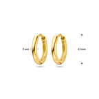 klapoorringen 13 mm 1 micron zilver verguld (geel)