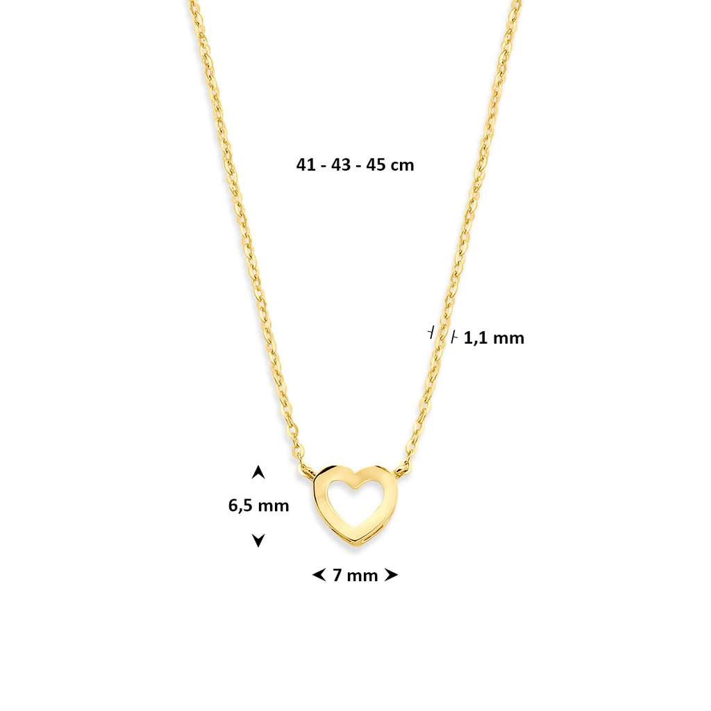 9k collier hartje 41 - 43 - 45 cm 9K geel