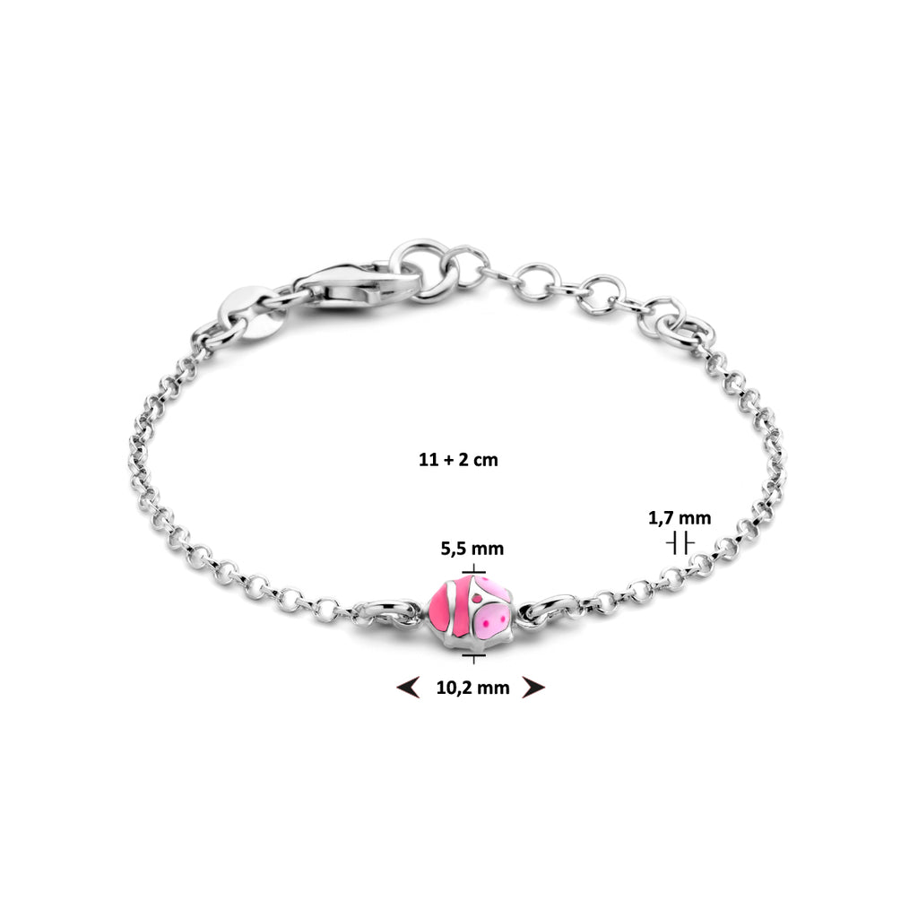 Armband Marienkäfer Emaille 11 + 2 cm Silber rhodiniert