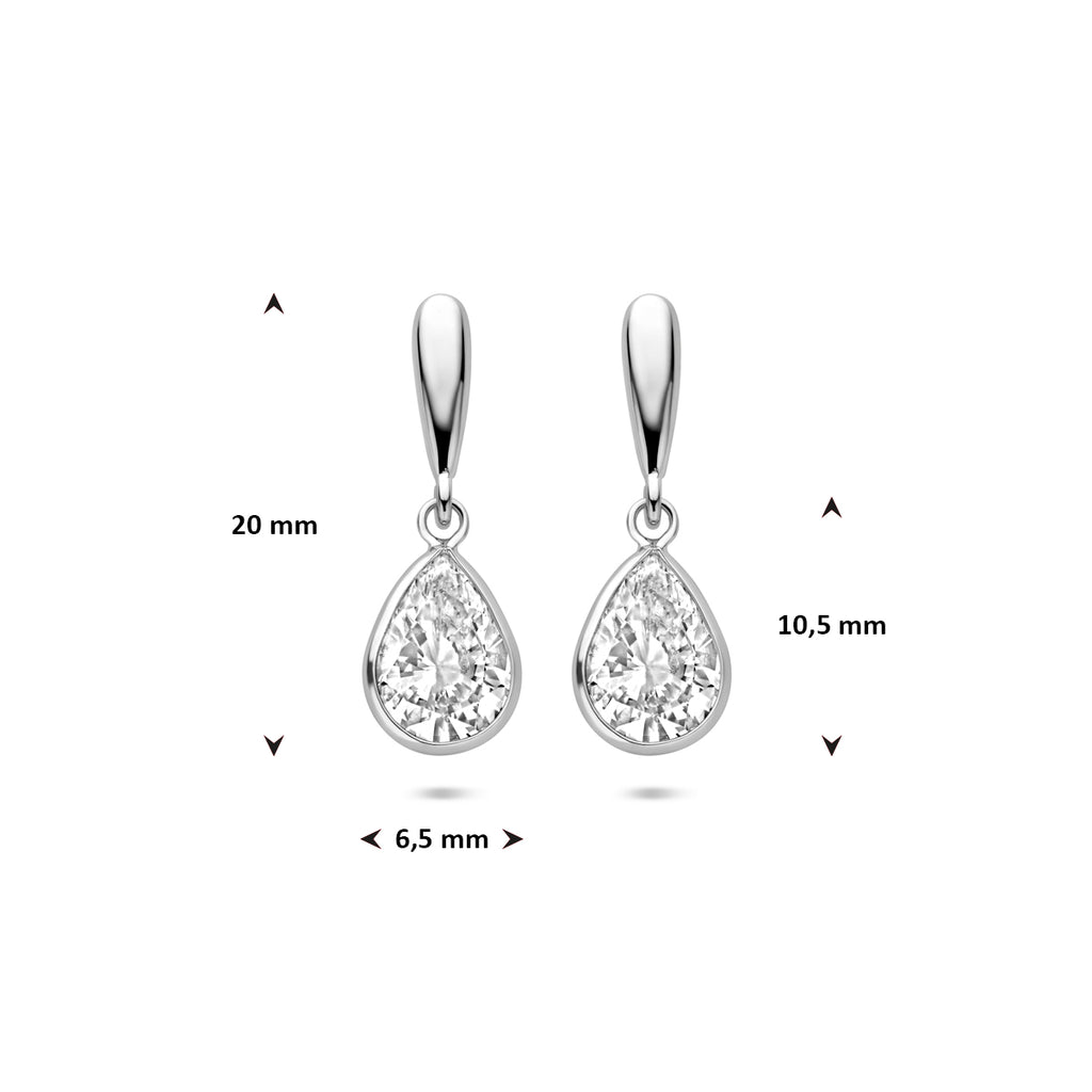 Ohrhänger Tropfen Zirkonia 20 mm Silber rhodiniert