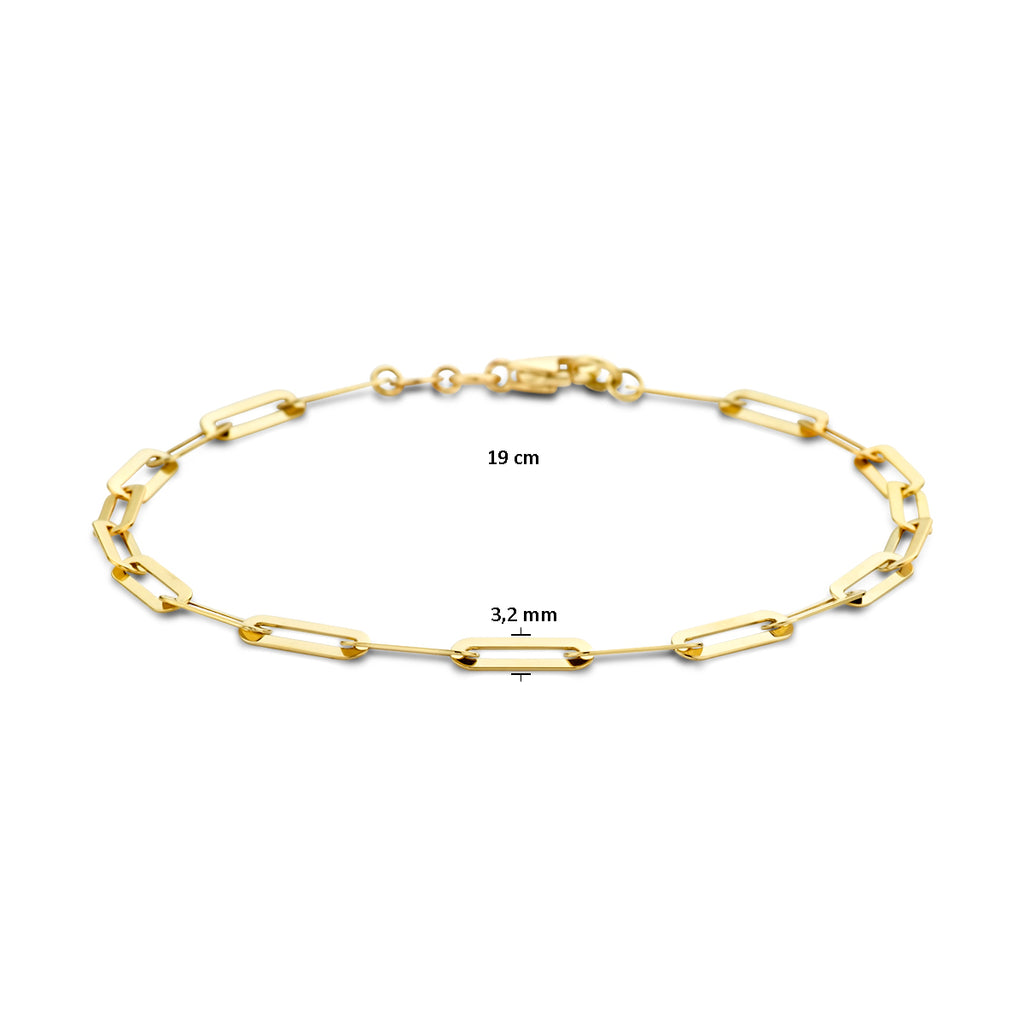 armband paperclip plat 19 cm 14K geelgoud