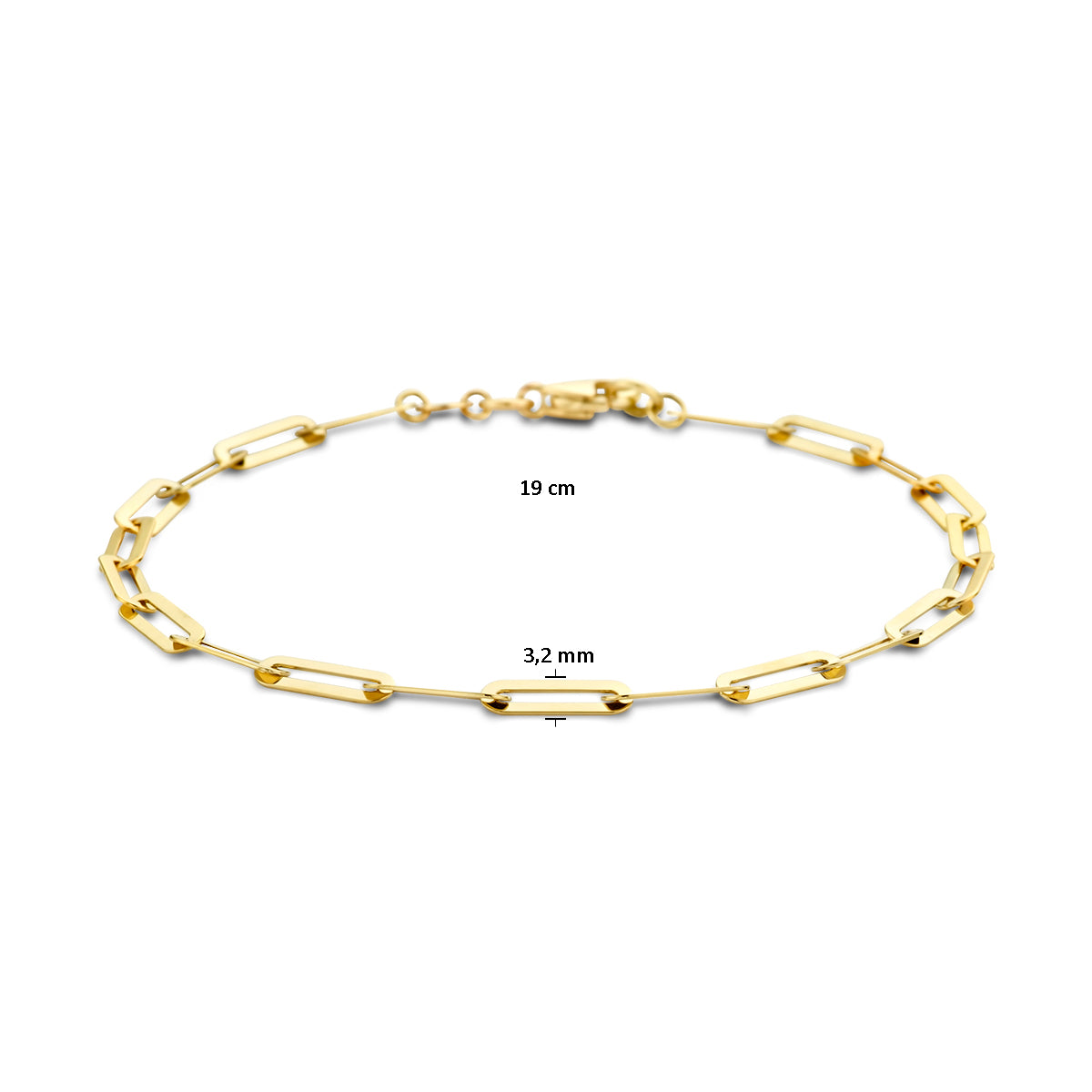 armband paperclip plat 19 cm 14K geelgoud