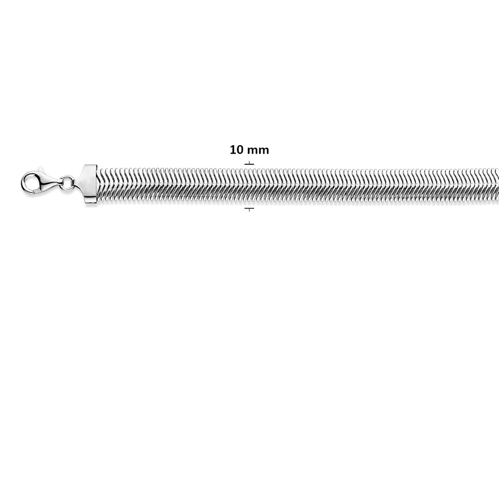 slang plat (bol) 10 mm zilver gerhodineerd