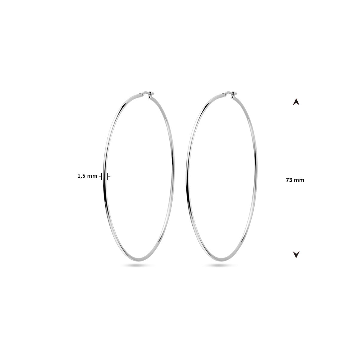 oorringen ronde buis 1,5 mm zilver gerhodineerd