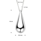 collier druppel 42 + 5 cm zilver gerhodineerd