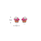 oorknoppen cupcake emaille zilver gerhodineerd