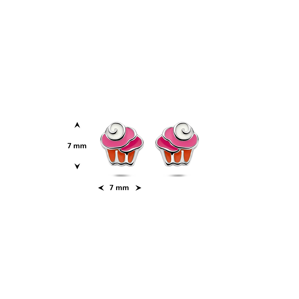 oorknoppen cupcake emaille zilver gerhodineerd
