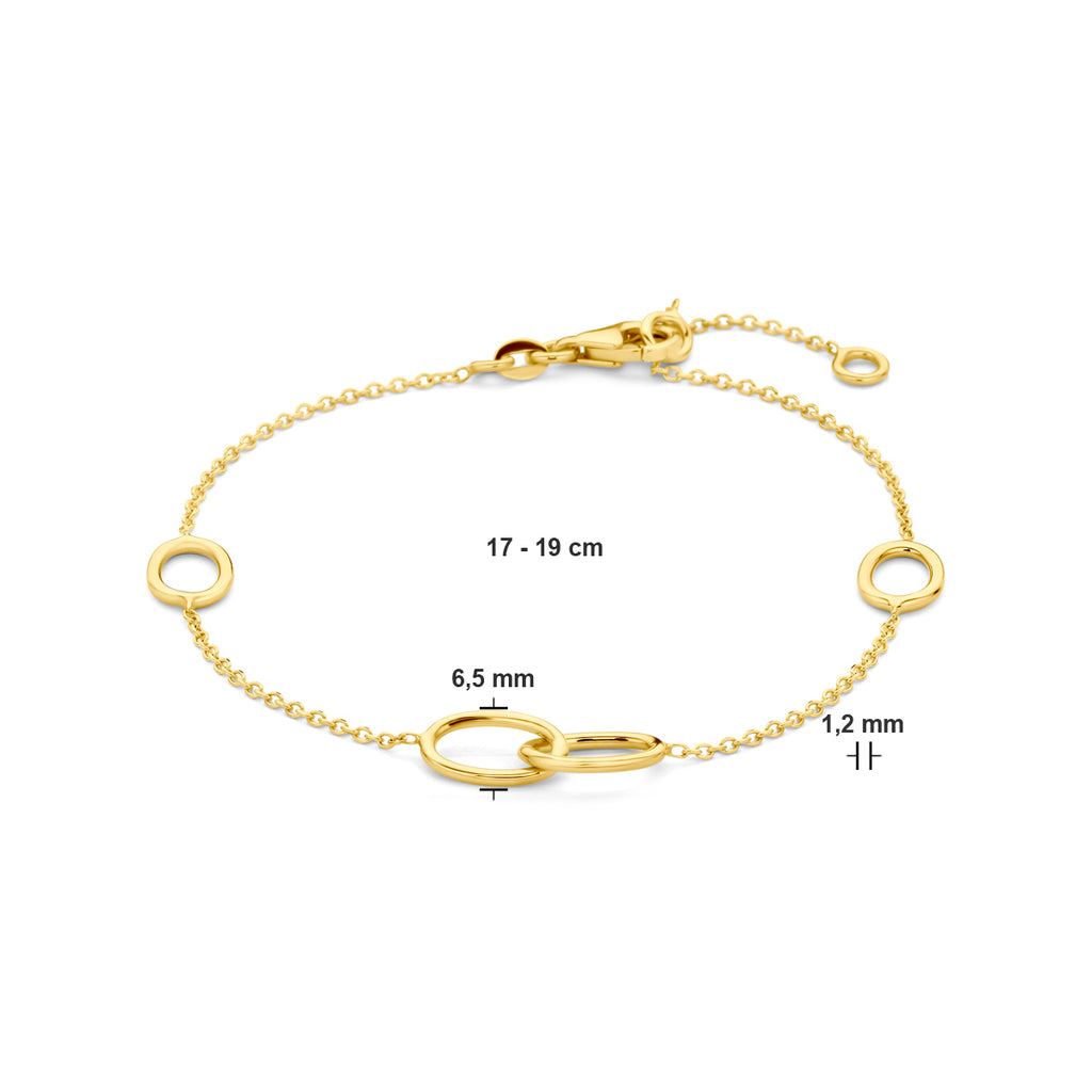 armband ovaaltjes 17 - 19 cm 14K geelgoud - ovaal