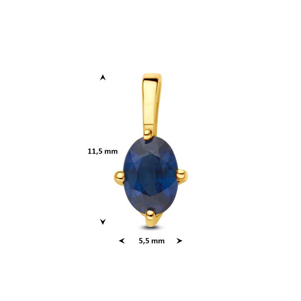 hanger saffier 11,5 mm 14K geelgoud