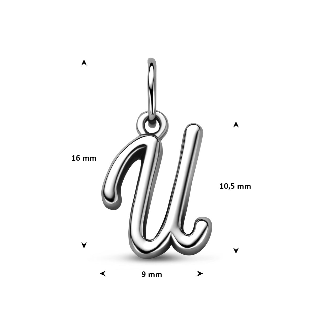 hanger letter zilver gerhodineerd