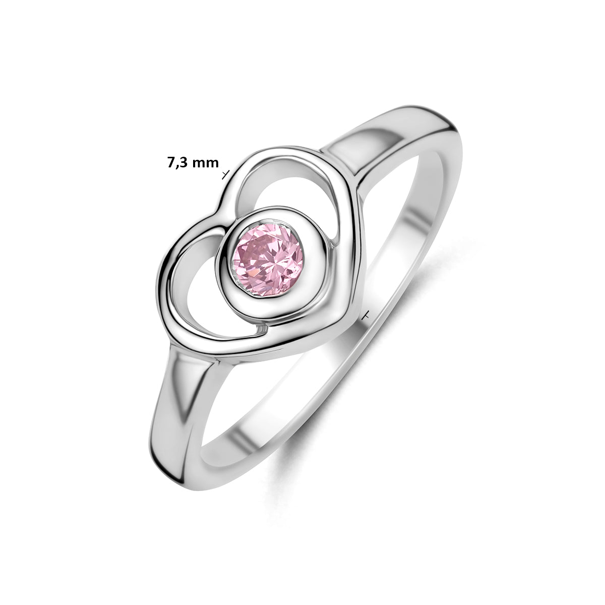 Ring Herz rosa Zirkonia rhodiniertes Silber
