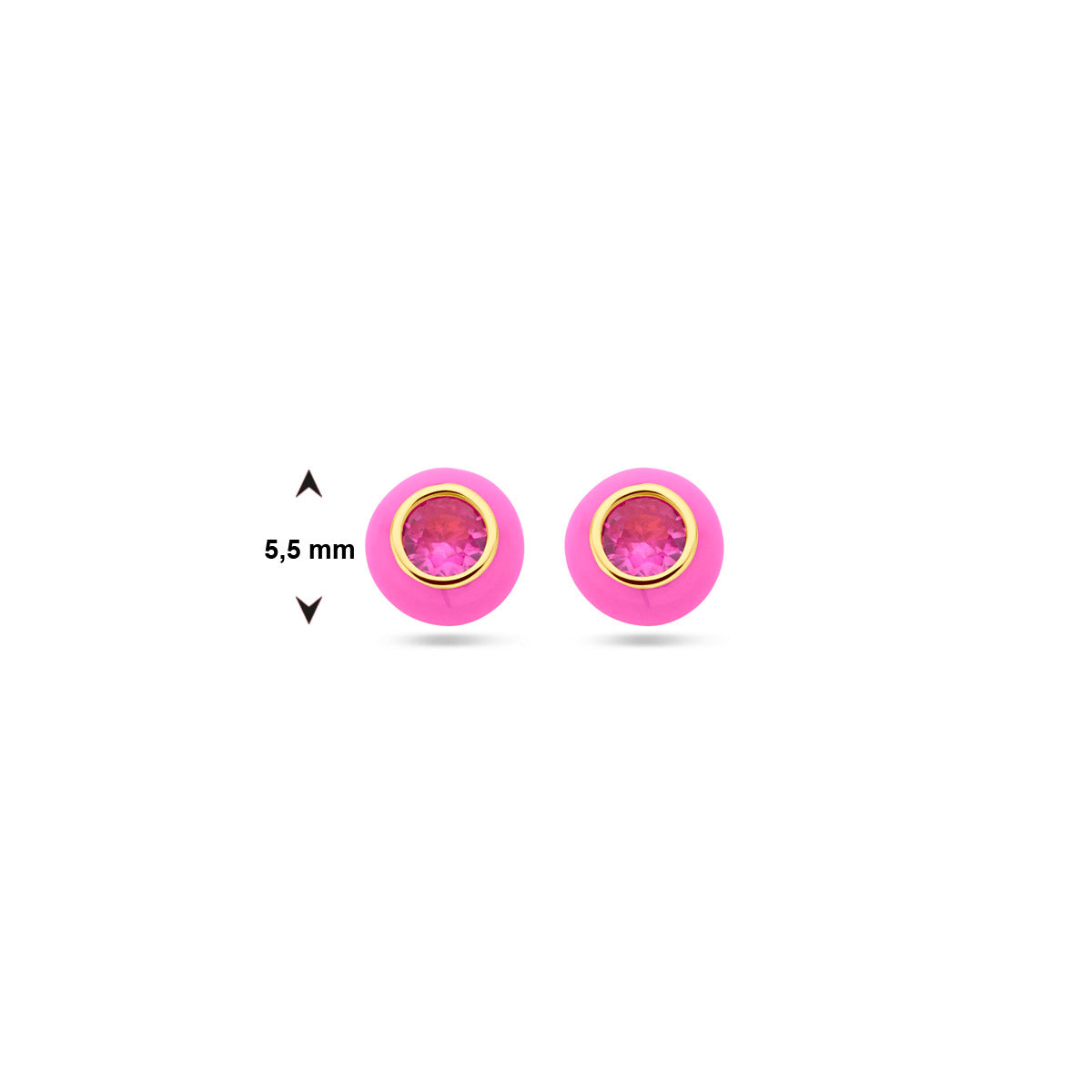 Ohrstecker rosa Emaille und Korund-Zirkonia 1 Mikron Silber vergoldet (gelb)