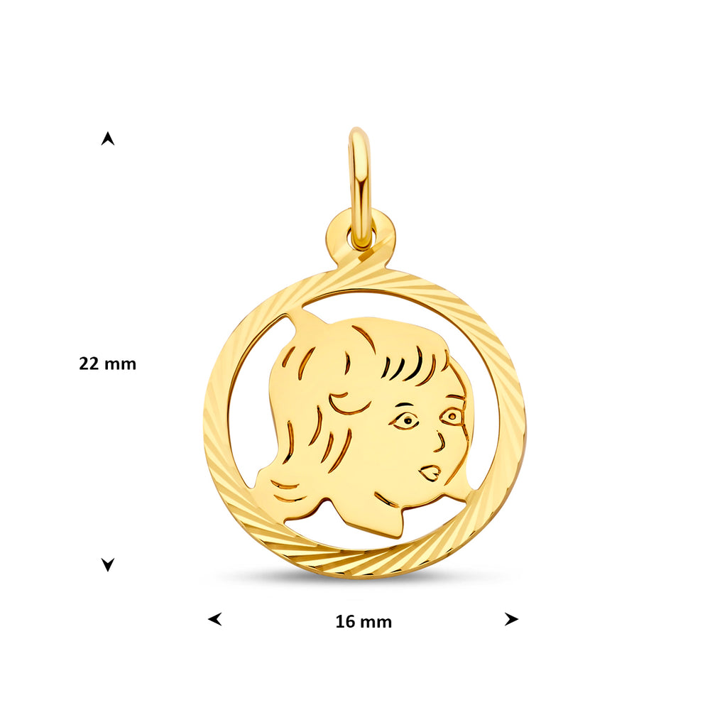 hanger meisje gediamanteerd 16 mm 14K geelgoud